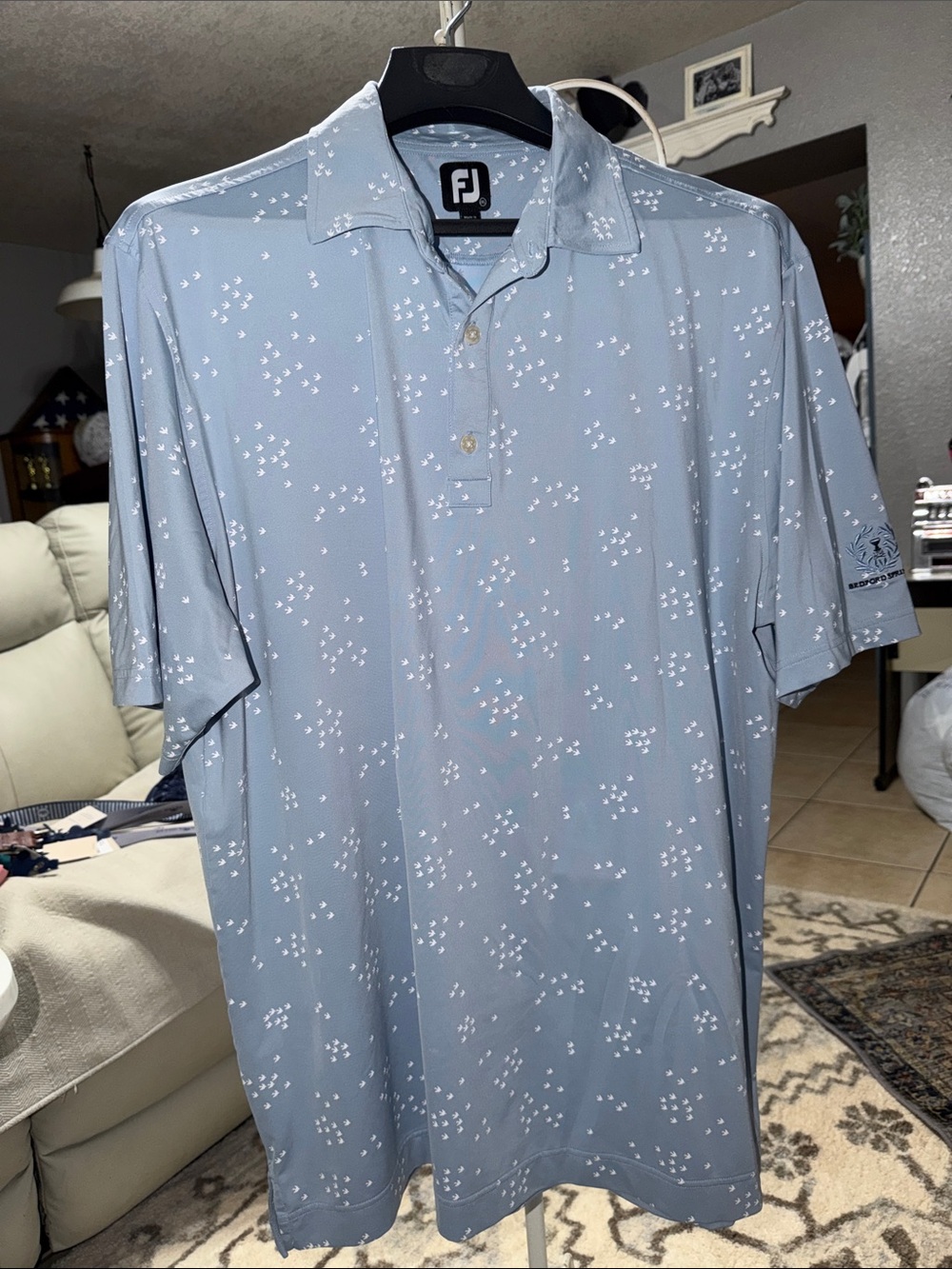 FootJoy Light Blue Polo with White Micro-Print